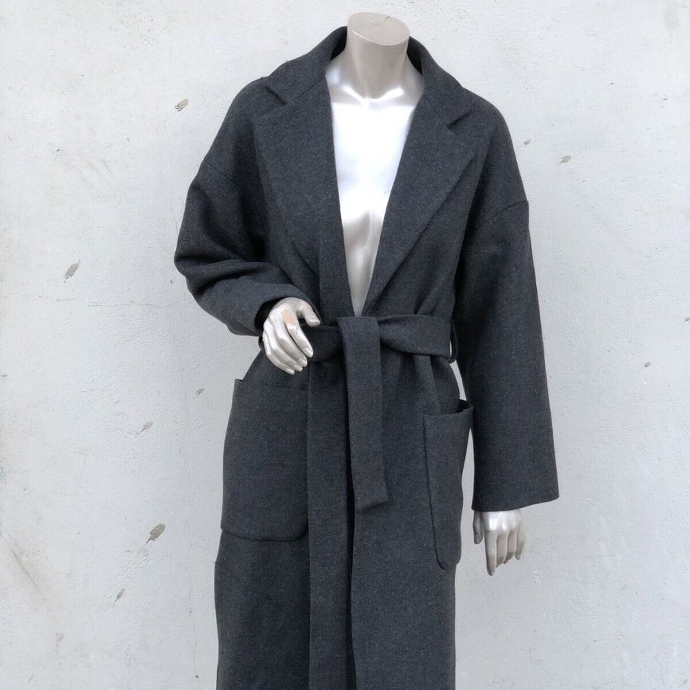NWT Zara Oversized Belted Wool Coat (Grey)